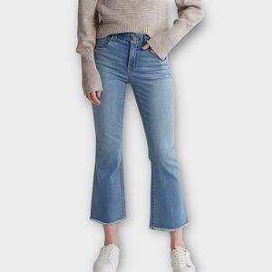 Democracy Ab Technology Light Wash Cropped Bootcut Jeans 6 Raw Hem Tummy Control